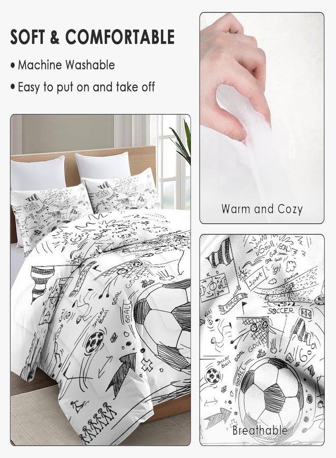 WeCozy Full Size Comforter Set with 2 Pillowcases, Game Painting Ball Cup Soccer Soft 3 Pcs Bedding for Kids and Adults Bedroom Bed Decor - Image 5