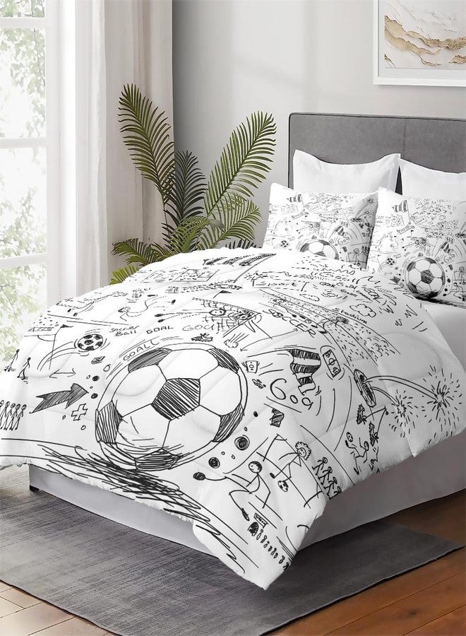 WeCozy Full Size Comforter Set with 2 Pillowcases, Game Painting Ball Cup Soccer Soft 3 Pcs Bedding for Kids and Adults Bedroom Bed Decor - Image 4
