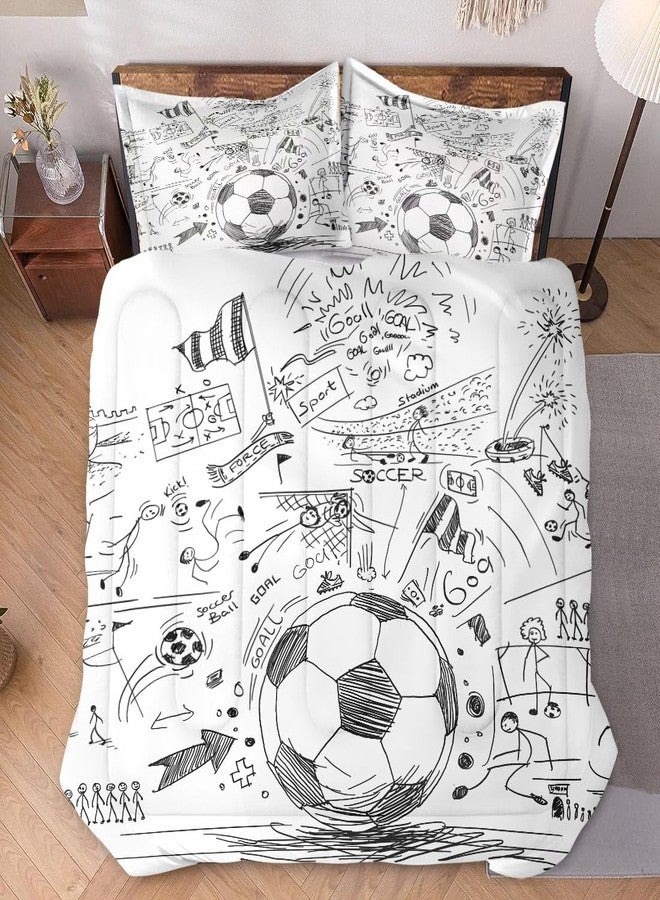 WeCozy Full Size Comforter Set with 2 Pillowcases, Game Painting Ball Cup Soccer Soft 3 Pcs Bedding for Kids and Adults Bedroom Bed Decor - Image 2