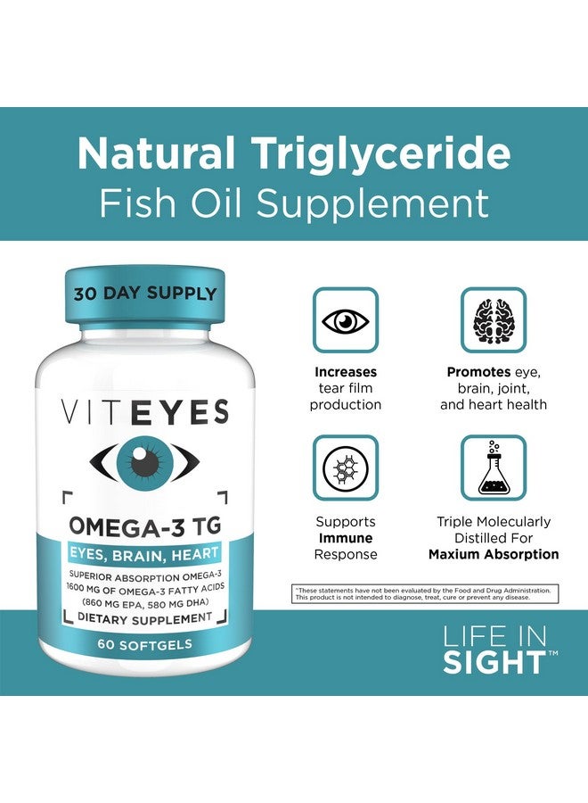 Viteyes Omega-3 TG Supports Eye & Heart Health, Natural Triglyceride Fish Oil Formula, Clear, 60 Count - Image 5