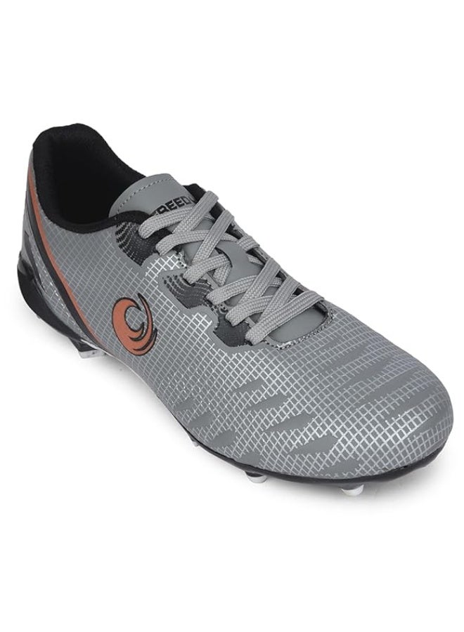 Liberty Freedom Joga Sports Lacing Football and Soccer Shoes for Men - Grey  | High Grip, Quick-Wear Elastic Laces | Comfortable, Lightweight and Athletic Footwear | Hard Grassy Ground Surfaces - Image 1