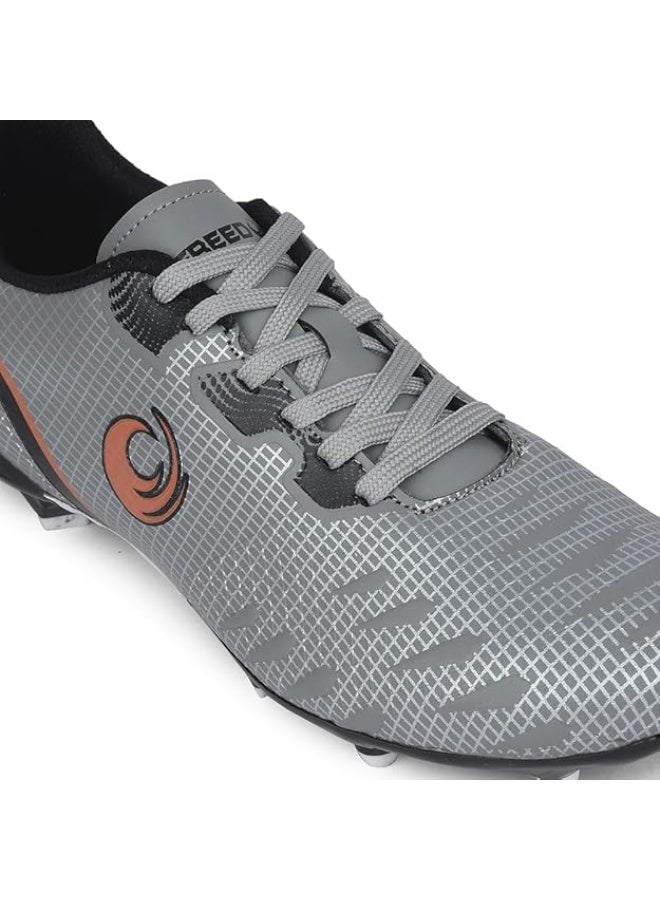 Liberty Freedom Joga Sports Lacing Football and Soccer Shoes for Men - Grey  | High Grip, Quick-Wear Elastic Laces | Comfortable, Lightweight and Athletic Footwear | Hard Grassy Ground Surfaces - Image 4