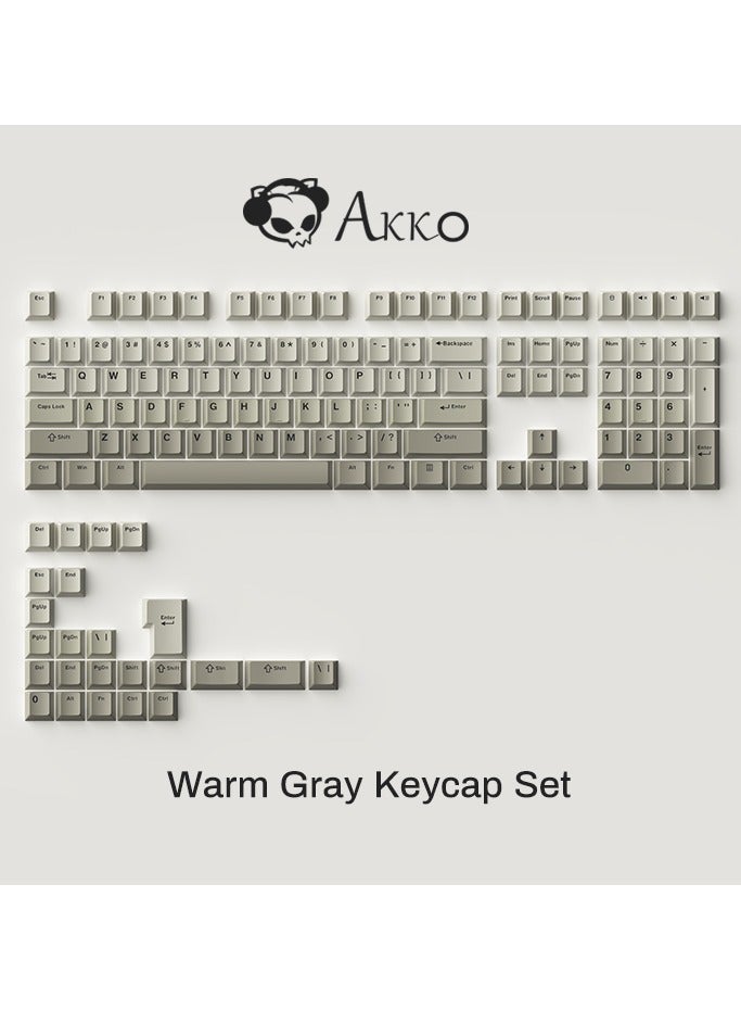 Akko Warm Gray Keycap Set (132-Key) - Image 1
