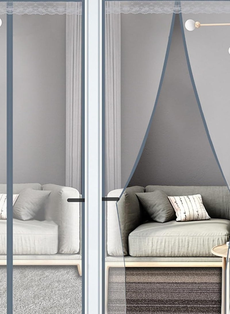 Magnetic Screen Door Self Sealing Magnetic Fly Screen Door with Straps Anti Mosquito Door Fly Screen Mosquito Mesh Curtain Door Screen for Living Room Bedroom Kitchen  - Image 1