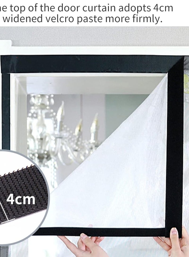 Magnetic Screen Door Self Sealing Magnetic Fly Screen Door with Straps Anti Mosquito Door Fly Screen Mosquito Mesh Curtain Door Screen for Living Room Bedroom Kitchen  - Image 2