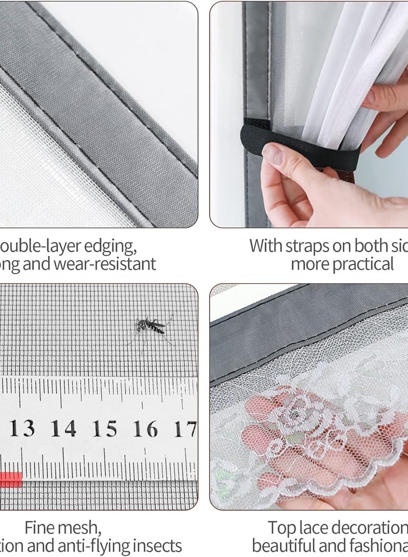 Magnetic Screen Door Self Sealing Magnetic Fly Screen Door with Straps Anti Mosquito Door Fly Screen Mosquito Mesh Curtain Door Screen for Living Room Bedroom Kitchen  - Image 5
