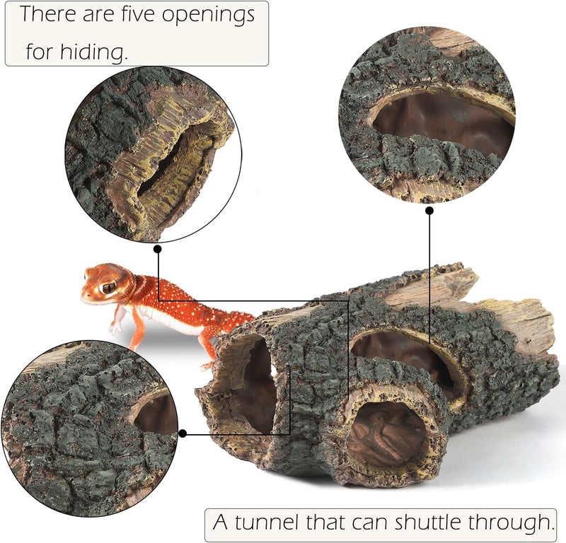 IBWell Aquarium Wood Fish Tank Decorations，Resin Fake Logs Terrarium DÉCor, Reptile Hide Aquarium Hideout for Fish Cave, Small Turtles, to 20 Gallon Tank - Image 4