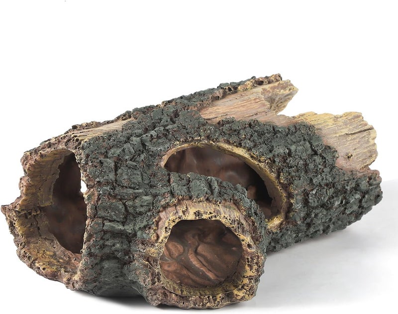 IBWell Aquarium Wood Fish Tank Decorations，Resin Fake Logs Terrarium DÉCor, Reptile Hide Aquarium Hideout for Fish Cave, Small Turtles, to 20 Gallon Tank - Image 1