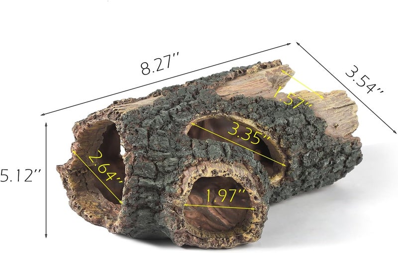 IBWell Aquarium Wood Fish Tank Decorations，Resin Fake Logs Terrarium DÉCor, Reptile Hide Aquarium Hideout for Fish Cave, Small Turtles, to 20 Gallon Tank - Image 2