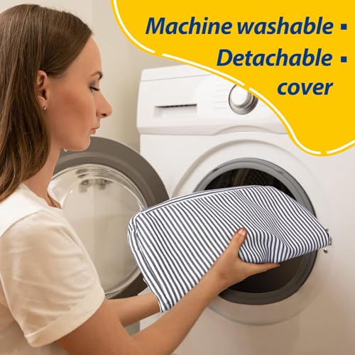 AAAAAcessories D-Shaped Chair Cushions, Featuring Ties and Removable, Machine-Washable Cover, 2'' Thick Seat Pads for Kitchen and Dining Rooms, 17'' x 16'', Set of 4, Pinstripe Dark Gray - Image 4