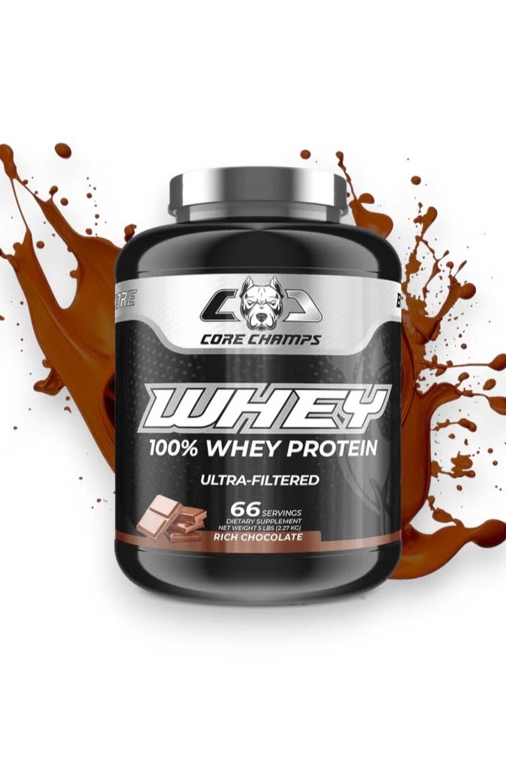 CORE CHAMPS بروتين مصل اللبن، 100% بروتين مصل اللبن المفلتر، نكهة الشوكولاتة الغنية، 5 أرطال