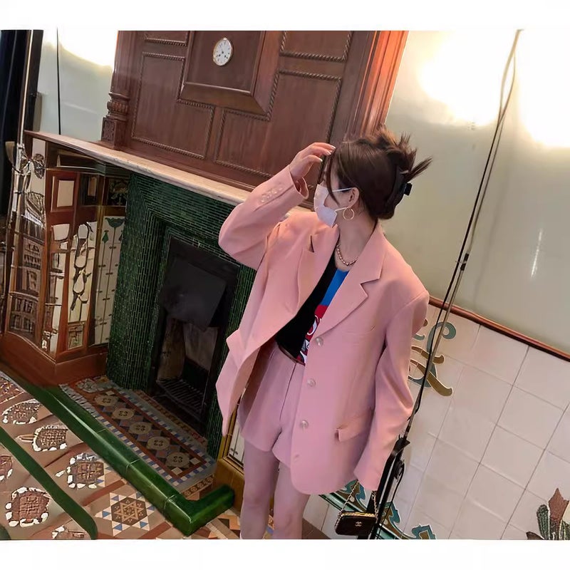 بدلة حب الشباب للسيدات - جاكيت وردي فضفاض يناسب الربيع - Image 2