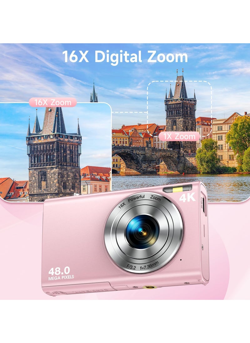 Milatech - Digital Camera, Autofocus UHD 4K Vlogging Camera with 32GB Card, 48MP 16X Digital Zoom Digital Camera - Image 1