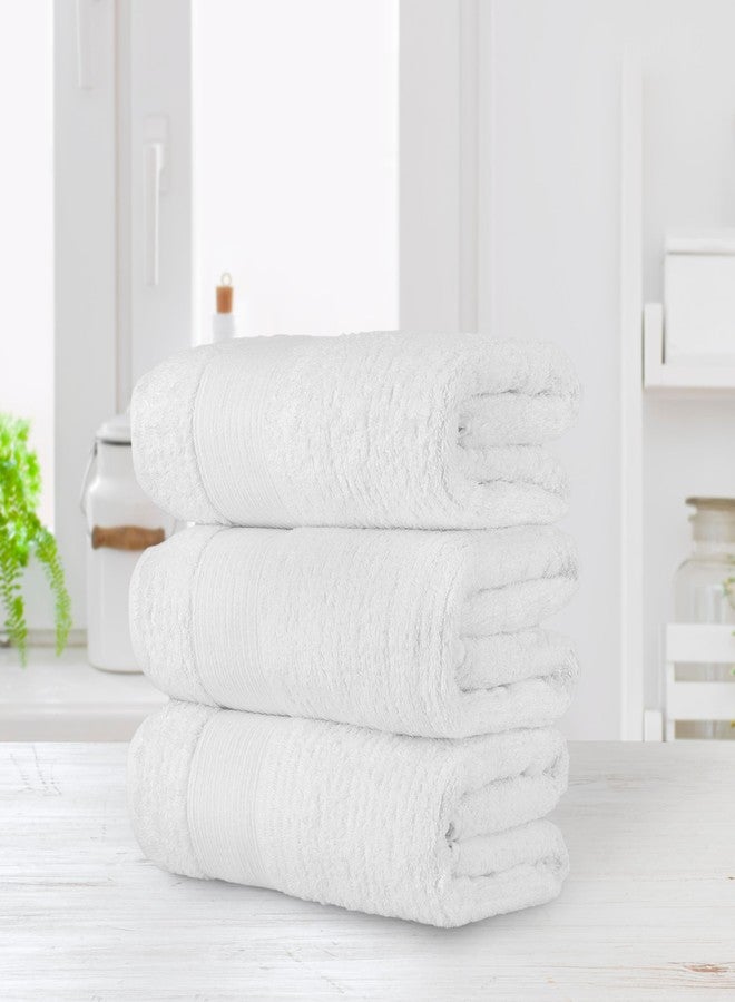 Chic Home Luxurious 3-Piece 100% Pure Turkish Cotton Bath Towels, 30" x 60", Ultra-Soft, Highly Absorbent, Jacquard Weave Design, Hypoallergenic, Long-Lasting, Oeko-TEX Certified Set, White - Image 1