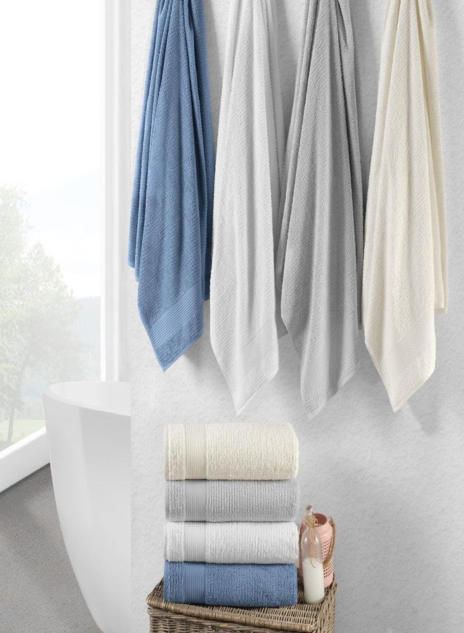 Chic Home Luxurious 3-Piece 100% Pure Turkish Cotton Bath Towels, 30" x 60", Ultra-Soft, Highly Absorbent, Jacquard Weave Design, Hypoallergenic, Long-Lasting, Oeko-TEX Certified Set, White - Image 4