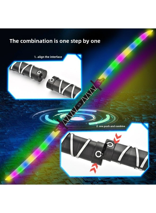 Night Market Stall Explosions Children's Toys Two-in-one Luminous Samurai Sword Colorful Lights Laser Sword Boy Toys-Color:Blue 2 Samurai Knives -Specifications:No Battery