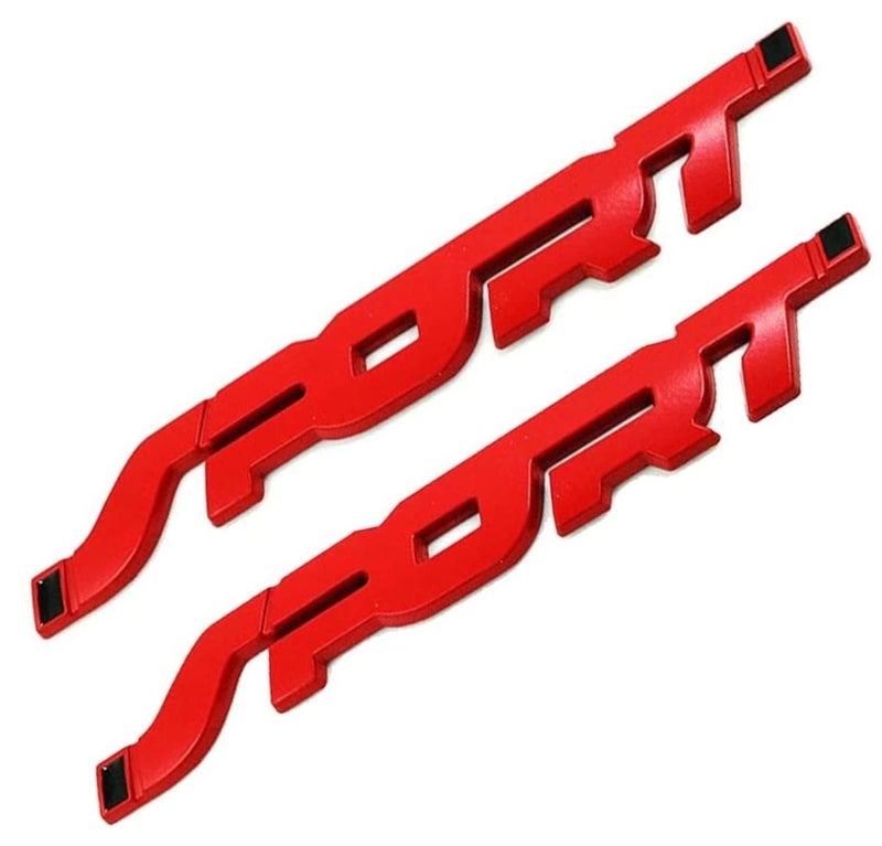 VELINEX® 3D Sport Logo Emblem Decal Badge Sticker, Waterproof, Self-Adhesive Non-Rusting Decal for All Cars & Bikes Decoration (Sport Logo 2 PCS, RED) - Image 1