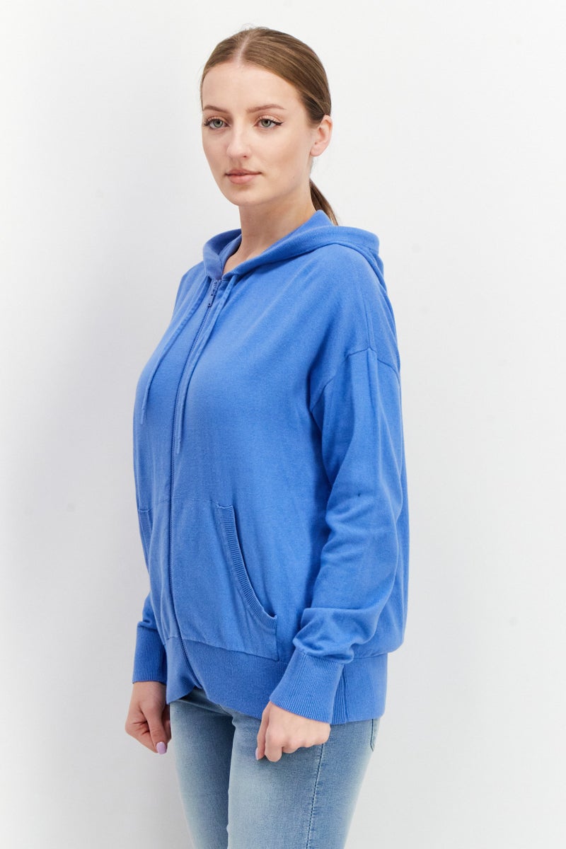 ESPRIT Women Hooded Plain Sweatshirt, Blue - Image 2