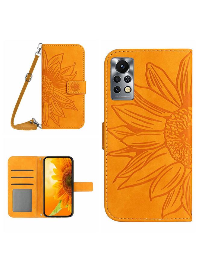 S-TOP Case For Infinix Note 11 Pro / Note 11s Skin Feel Sun Flower Pattern Flip Leather Phone Case with Lanyard - Image 1