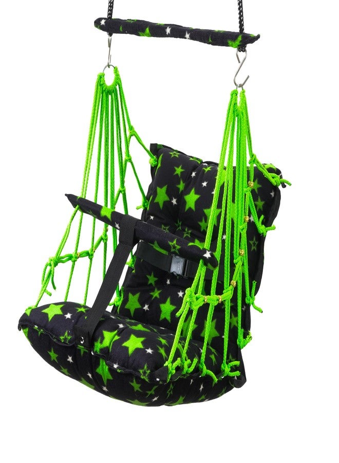 Windson Craft® Cotton Baby Swing for Kids jhula 1-5 Years Swings Cradle Chair uyyala New Born Baby Gifts Foldable and Washable with Safety Belt, Home & Garden (Star Green) - Image 1