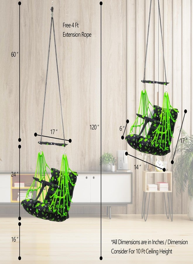 Windson Craft® Cotton Baby Swing for Kids jhula 1-5 Years Swings Cradle Chair uyyala New Born Baby Gifts Foldable and Washable with Safety Belt, Home & Garden (Star Green) - Image 4