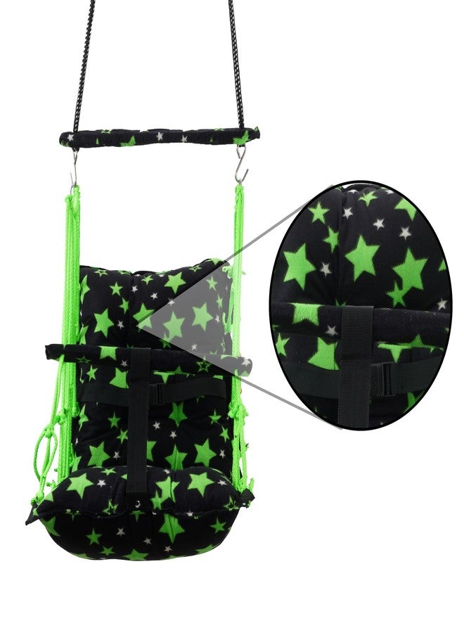 Windson Craft® Cotton Baby Swing for Kids jhula 1-5 Years Swings Cradle Chair uyyala New Born Baby Gifts Foldable and Washable with Safety Belt, Home & Garden (Star Green) - Image 2