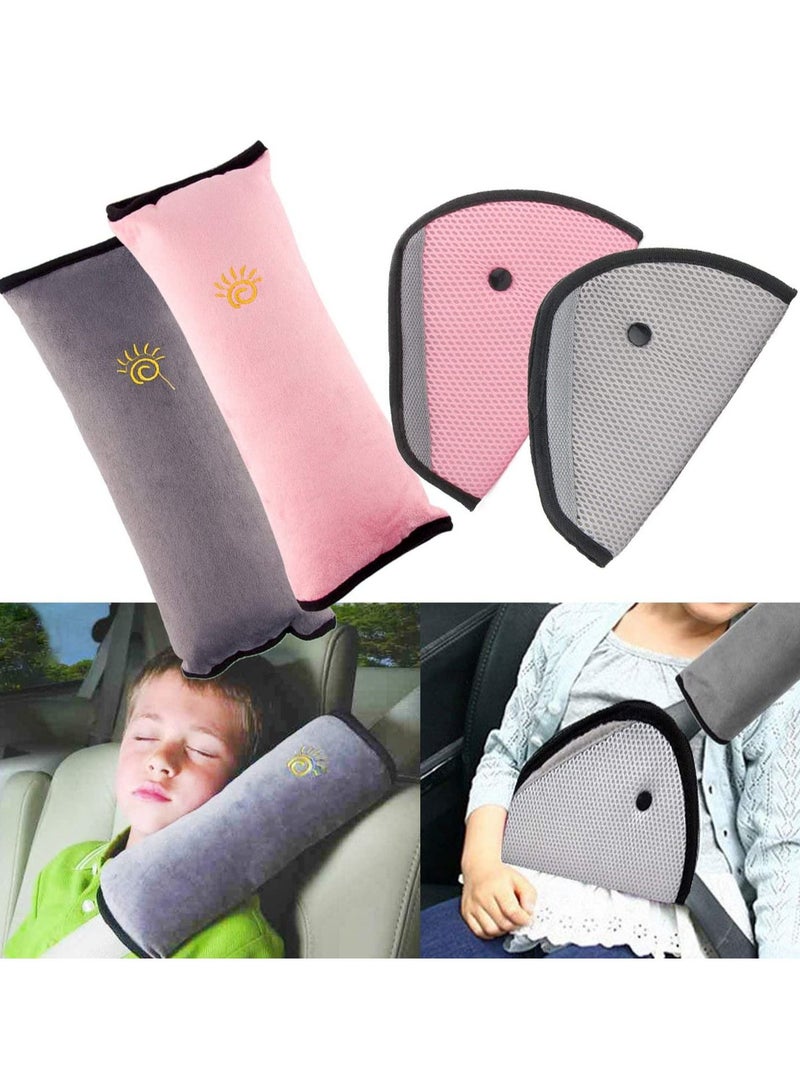SYOSI Seat Belt Adjuster and Pillow with Clip for Kids Travel, Neck Support Headrest Seatbelt Pillow Cover & Seatbelt Adjuster for Child, Car Seat Strap Cushion Pads for Baby Short People Adult  - Image 1