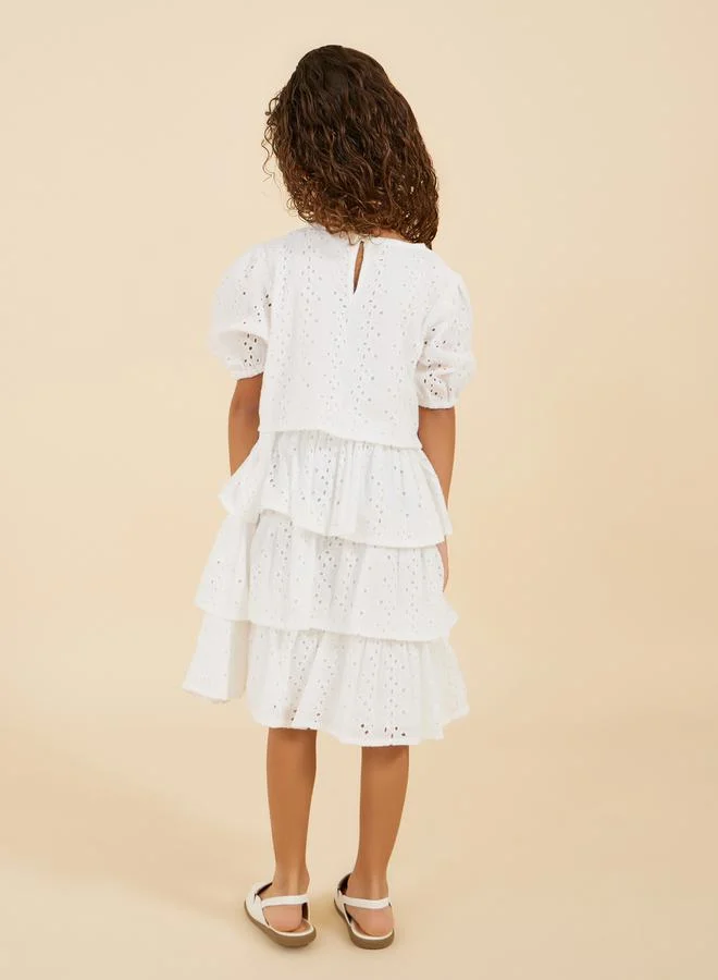 Styli Tiered Eyelet Dress