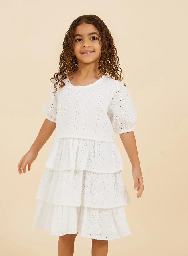 Styli Tiered Eyelet Dress