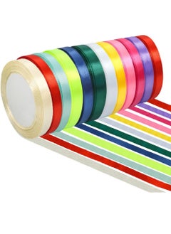 SARAOONT 300 Yards 1/4 Inch Ribbon Set - 12 Rolls (Each 25 Yards) Multi-Colored Stain Ribbons for Gift Wrapping, Crafts, Wreath Ornaments (Mixed Color)  - Image 1