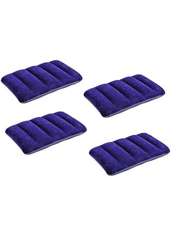 FW FAMEWORLD Velvet Soft Comfort Air Inflatable Travel Pillow Blue (4 Pack) - Image 1