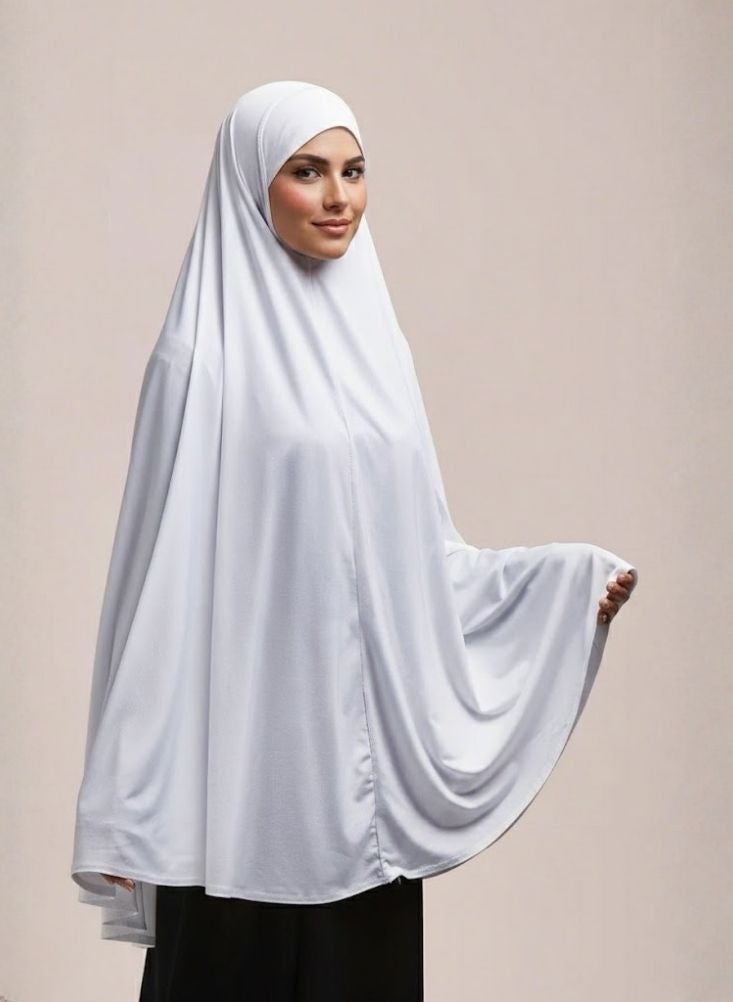 بريميم خمار أبيض نسائي - زي صلاة إسلامي محتشم للحج والعمرة - Image 2