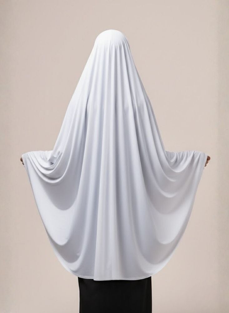 بريميم خمار أبيض نسائي - زي صلاة إسلامي محتشم للحج والعمرة - Image 3