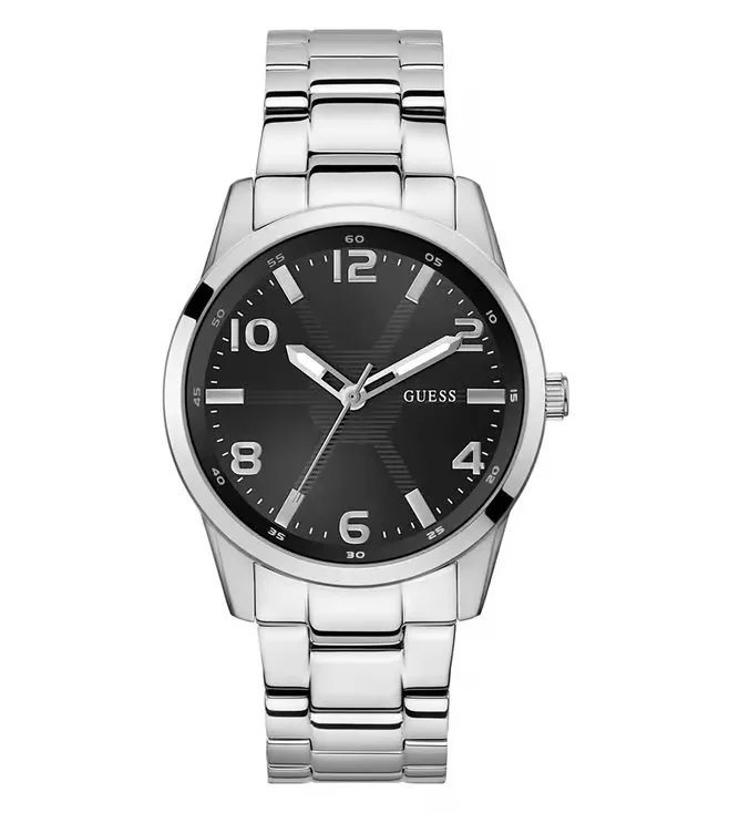 GUESS GUESS Mens Silver Tone Analog Watch