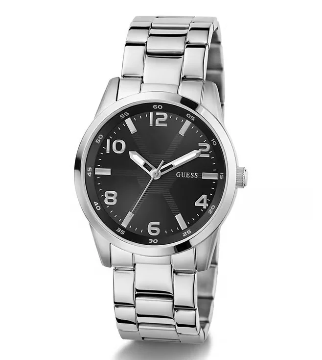 GUESS GUESS Mens Silver Tone Analog Watch