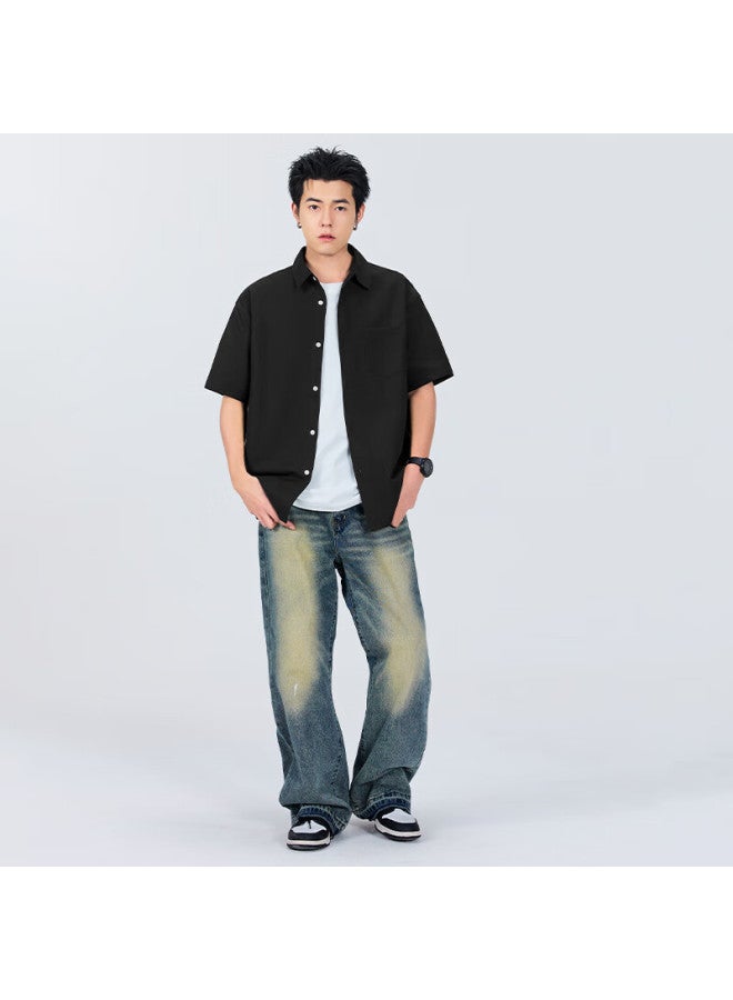 Mingchuang Youpin Miniso Ice Silk Cool Feeling Men's Short Sleeve Thin Breathable Casual Youth High-end Summer Shirt Z Army Green M - Image 2