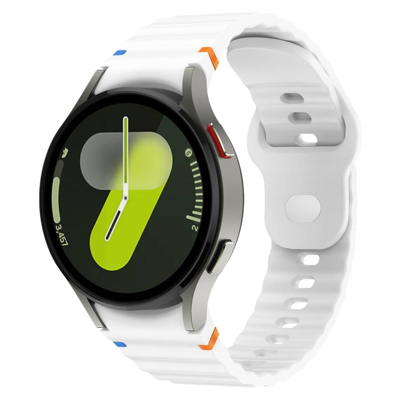 سوار ساعة ذكية رياضي من السيليكون متوافق مع Samsung Galaxy Watch 7 بملاءمة قابلة للتعديل وحزام ناعم للاستبدال اليومي باللون Starlight قابل للتعديل - Image 4