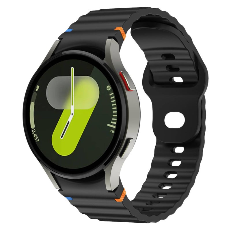 سوار ساعة ذكية رياضي من السيليكون متوافق مع Samsung Galaxy Watch 7 بملاءمة قابلة للتعديل وحزام ناعم للاستبدال اليومي باللون Starlight قابل للتعديل - Image 5