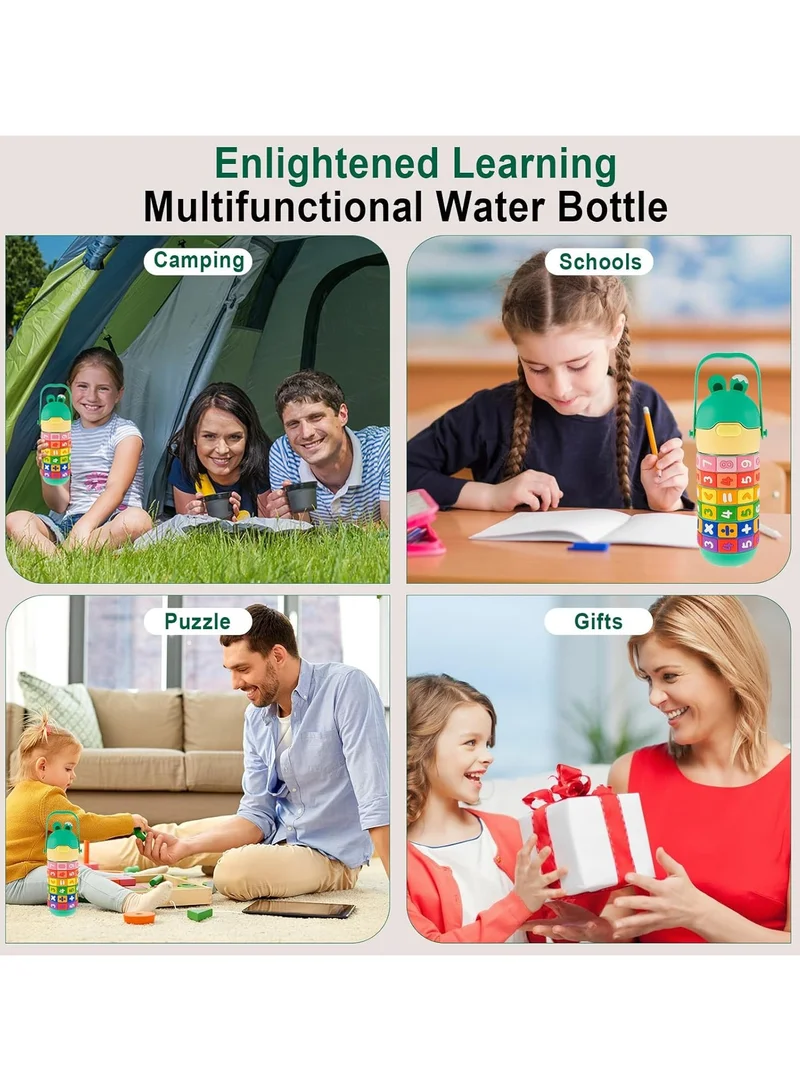 Mobcos Mobcos Kids Math's Learning Water Bottle - Stainless Steel, Vacuum Insulated, Leak Proof with Straw &amp; Strap, BPA Free and Portable 430ml (Green)