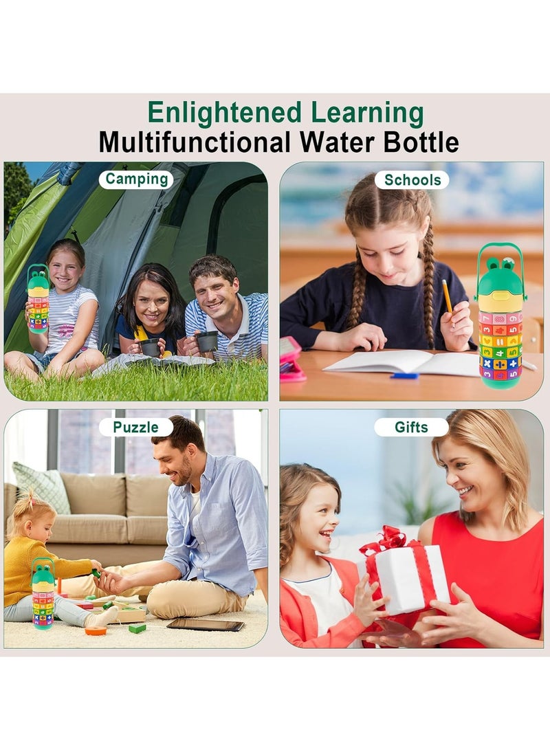 موبكوس زجاجة مياه تعليمية للأطفال من موبكوس - ستانلس ستيل، معزولة بالشفط، مانعة للتسرب مع قشة وحزام، خالية من البيسفينول  وقابلة للحمل  مل أخضر - Image 5