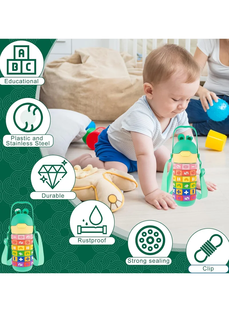Mobcos Mobcos Kids Math's Learning Water Bottle - Stainless Steel, Vacuum Insulated, Leak Proof with Straw &amp; Strap, BPA Free and Portable 430ml (Green)