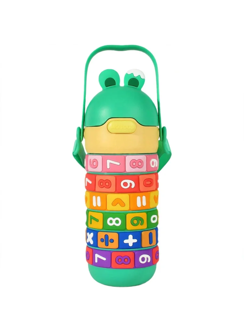 Mobcos Mobcos Kids Math's Learning Water Bottle - Stainless Steel, Vacuum Insulated, Leak Proof with Straw &amp; Strap, BPA Free and Portable 430ml (Green)