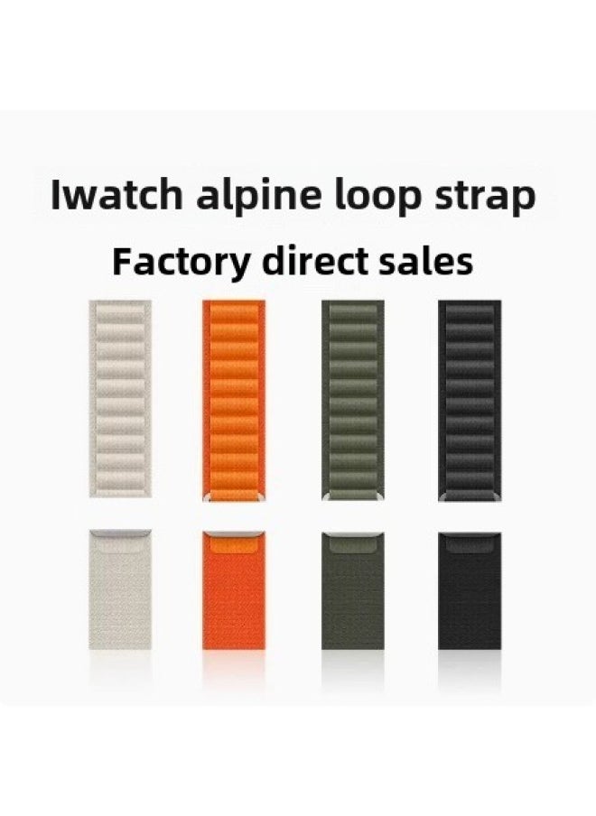 Generic - For Apple IWatchS10 Alpine Loop Nylon Woven Strap S8 Apple Watch S9Ultra Strap-Color:Stitched Starlight Metal Head 38/40/41mm - Image 1
