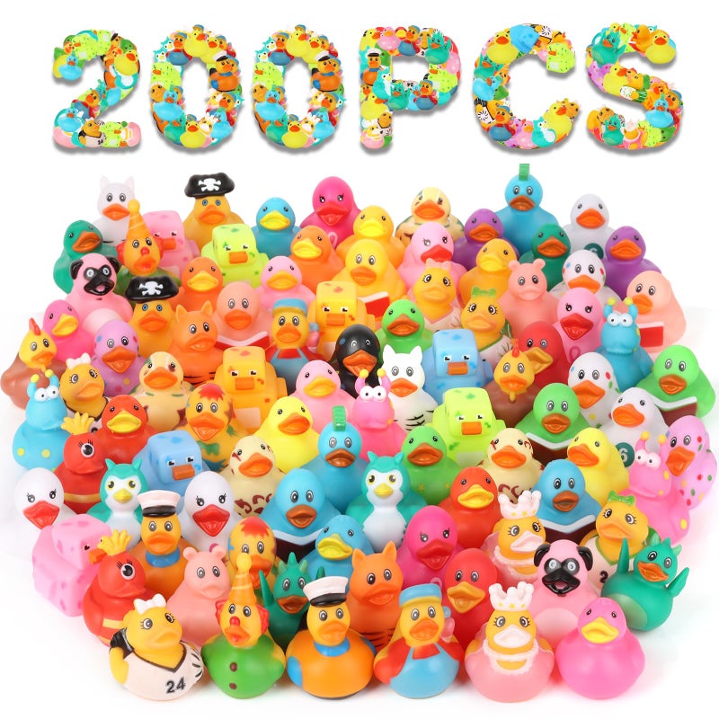 Dmsky 200 Pack Rubber Ducks in Bulk Jeep Ducks for Ducking Ducks for Jeeps Assorted Bath Toys Floater Duck for Kids Baby Showers Accessories Party Favors - Image 2