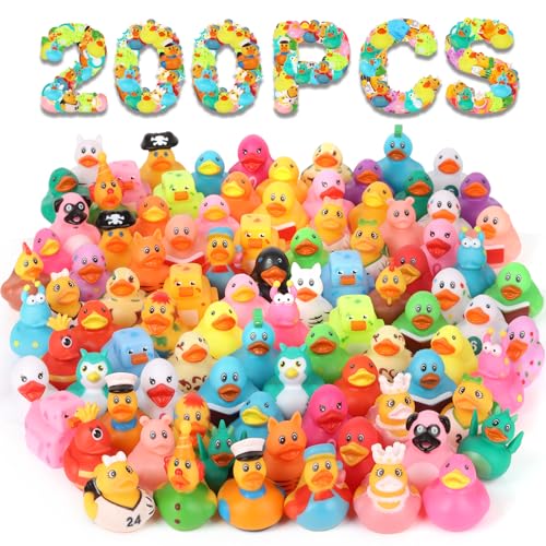 Dmsky 200 Pack Rubber Ducks in Bulk Jeep Ducks for Ducking Ducks for Jeeps Assorted Bath Toys Floater Duck for Kids Baby Showers Accessories Party Favors - Image 1