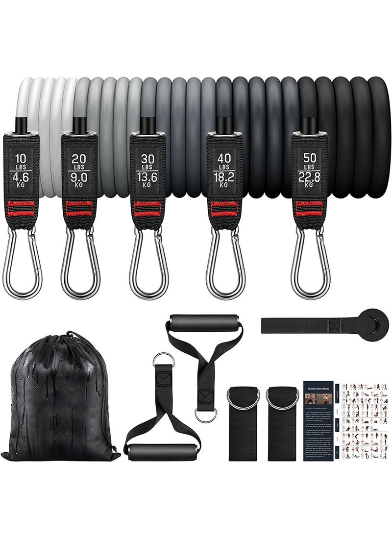 Resistance Bands Set, 11pcs Exercise Bands with Handles, Workout Bands with Door Anchor and Ankle Straps, for Heavy Resistance Training, Physical Therapy, Shape Body, Yoga, Home