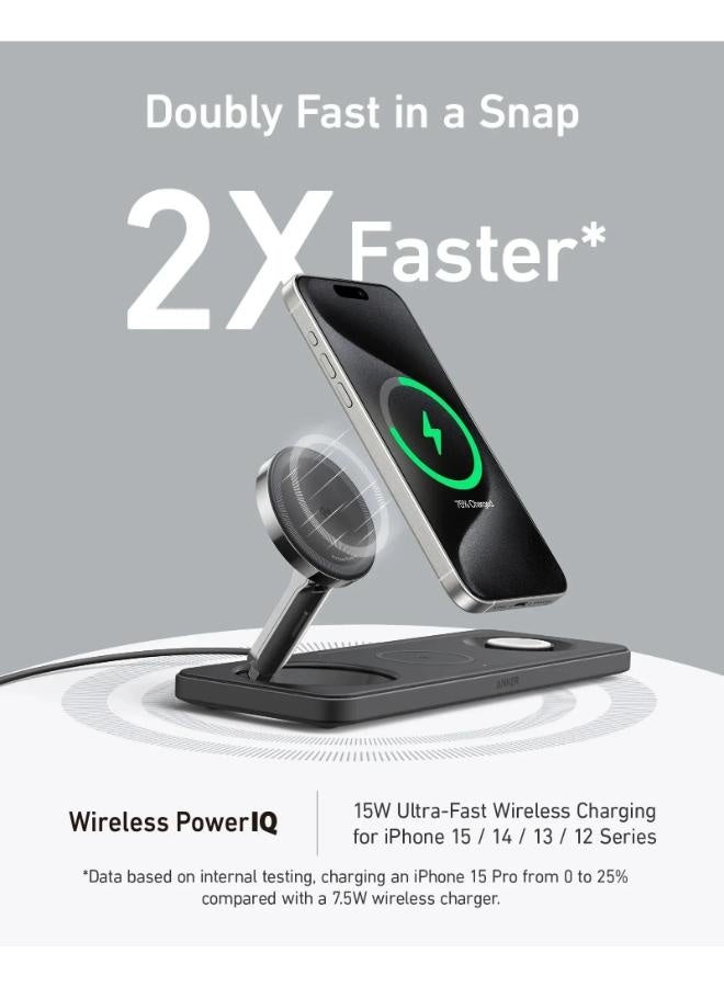 أنكر شاحن لاسلكي ماج جو 3 فى 1 مغناطيسي وسادة - اسود - Image 3