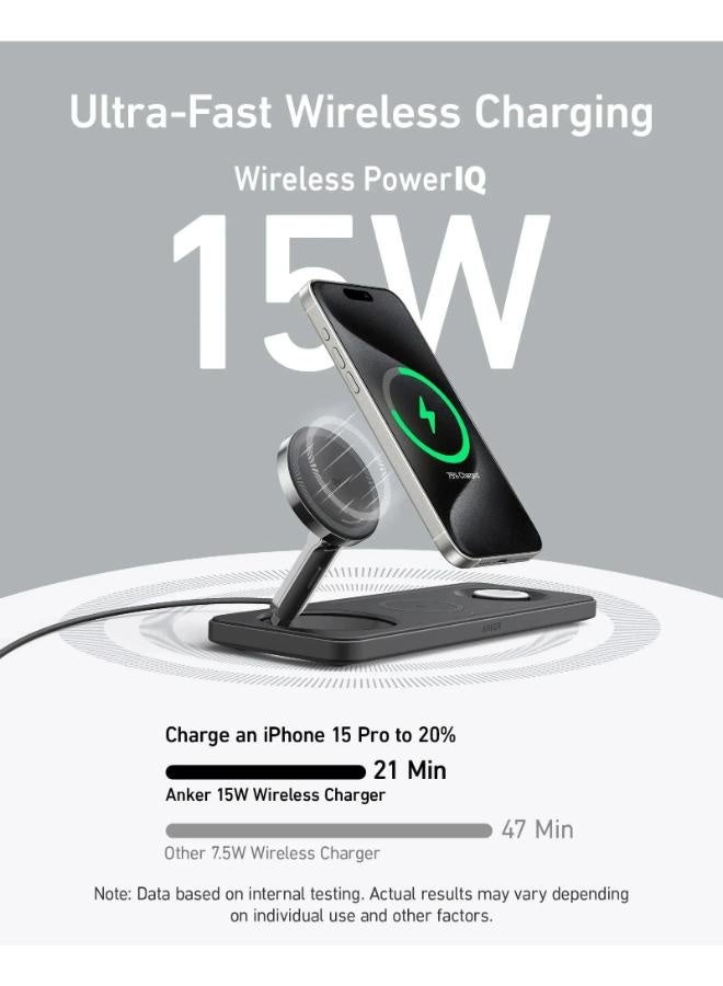 أنكر شاحن لاسلكي ماج جو 3 فى 1 مغناطيسي وسادة - اسود - Image 4