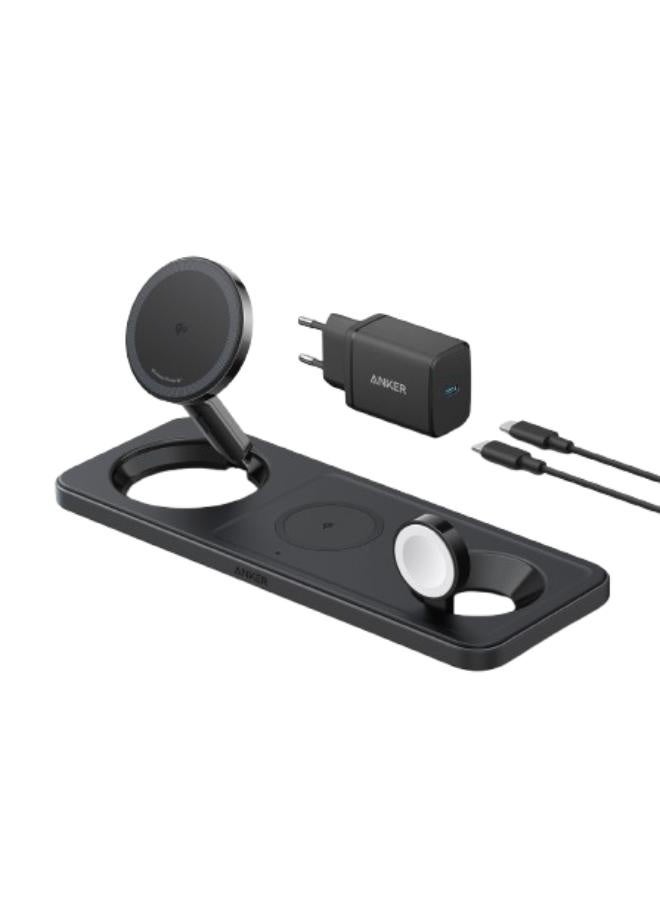 أنكر شاحن لاسلكي ماج جو 3 فى 1 مغناطيسي وسادة - اسود - Image 1