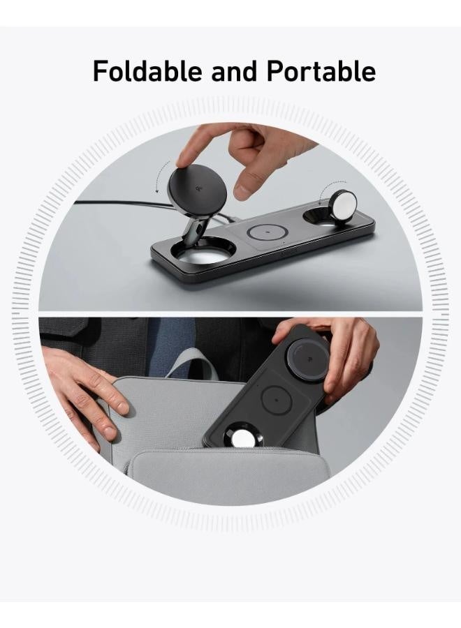 أنكر شاحن لاسلكي ماج جو 3 فى 1 مغناطيسي وسادة - اسود - Image 5